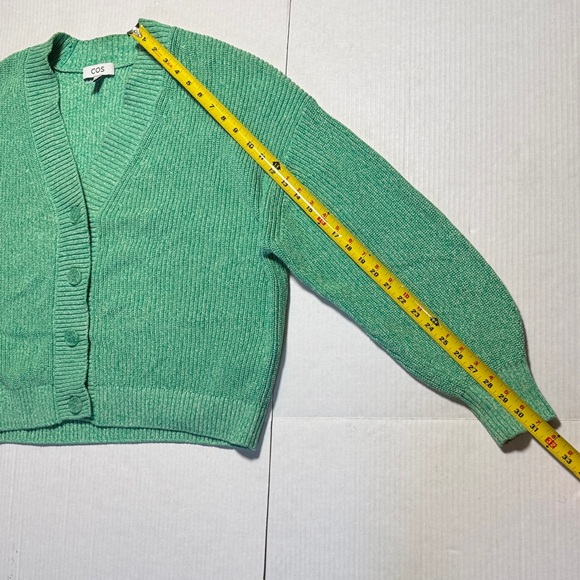 COS Mint Green Speckled White Women's Oversized Cardigan 100% Cotton Size L - Picture 8 of 11